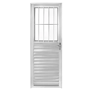 Porta Social com Postigo Vidro Boreal - Alumínio Brilhante - Linha 25