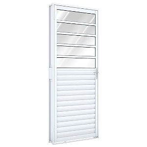 Porta Travessa Vidro Boreal Fixo - Alumínio Branco - Linha 25