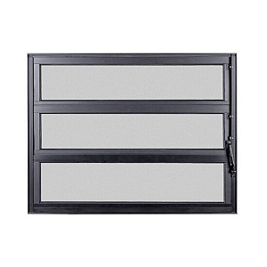 Janela Basculante 1 Seção - Vidro Mini Boreal - Alumínio Preto - Linha Modular