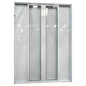 Porta Balcão 6 Folhas Lambril com Fechadura - Alumínio Branco - Linha 25