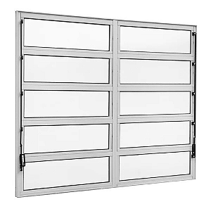 Janela Basculante 2 Seções - Vidro Mini Boreal - Alumínio Branco - Linha 25