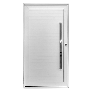 Porta Pivotante Lambril com Puxador e Fechadura Mecânica - Alumínio Branco - Linha 45