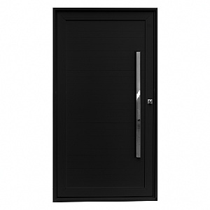 Porta Pivotante Lambril com Puxador e Fechadura Eletrônica Wifi - Alumínio Preto - Linha 45