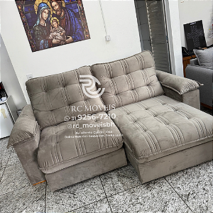 SOFÁ RETRÁTIL E RECLINÁVEL PIACATUBA PILLOW 25CM MOLAS ENSACADAS