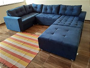 SOFA DE CANTO COM CHAISE E PUFF TAMANHO FAMILIA