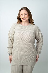 Blusa Alongada com Manga Trabalhada