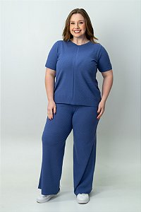 Conjunto Blusa Manga Curta + Calça Canelada