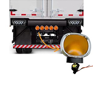 LANTERNA TRASEIRA P PARA-CHOQUE UNIVERSAL AMBAR CROMADO LED