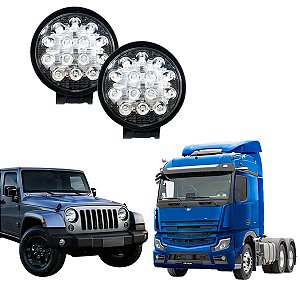 PAR FAROL DE MILHA TRABALHO 14 LEDS 42W SLIM ALTO DESEMPENHO