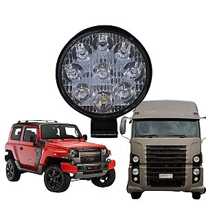 FAROL DE MILHA TRABALHO 9 LEDS 12/24V 9W REDONDO EDN