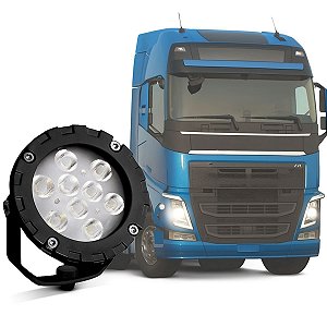 FAROL AUXILIAR UNIVERSAL REDONDO 12/24V 9 LEDS 9W BRANCO