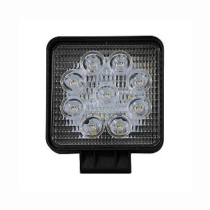 FAROL DE TRABALHO QUADRADO 9 LEDS 27W 10-30V EDN
