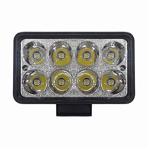FAROL DE TRABALHO RETANGULAR 8 LEDS 24W 10-30V UNIVERSAL