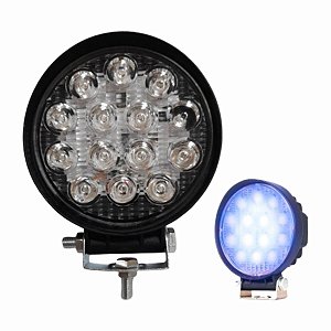 FAROL DE TRABALHO 14 LEDS 48W 12/24V LED AZUL REDONDO