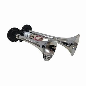 BUZINA AUTOMOTIVA A AR DUPLA UNIVERSAL 12V GAUSS CROMADAS