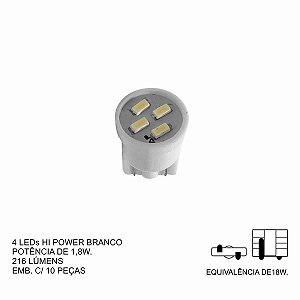 LÂMPADA LED T10 12V AUTOPOLI 1,8W BRANCA 2821 KIT 10 PEÇAS