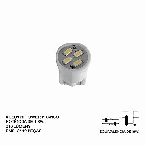 LÂMPADA LED T10 24V AUTOPOLI 1,8W BRANCA 216 LUMENS KIT 10