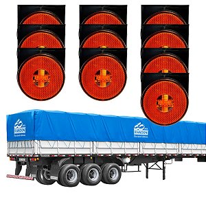 KIT 10 LANTERNA LATERAL 85MM RANDON BIVOLT C/ SUPORTE AM EDN