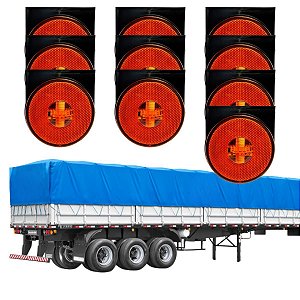 KIT 10 LANTERNA LATERAL PARA RANDON BIVOLT C/ SUPORTE AMBAR