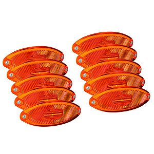 KIT 10 UN LANTERNA LATERAL LED BIVOLT CAMINHÃO CARRETA AMBAR