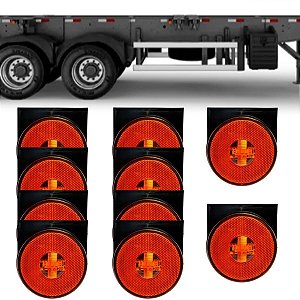 KIT 10 DELIMITADORA RANDON LANTERNA LATERAL C/ SUPORTE AMBAR