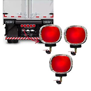 KIT 3U LANTERNA TRASEIRA VERMELHA C/SUPORTE CROMADO FOGUINHO