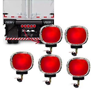 KIT 5 LANTERNA TRASEIRA VERMELHA C/SUPORTE CROMADO FOGUINHO