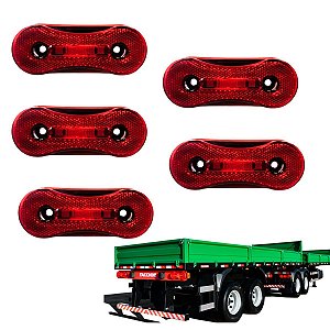 KIT 5 LANTERNA FACCHINI LATERAL 24V ASPOCK VERMELHA CARRETA