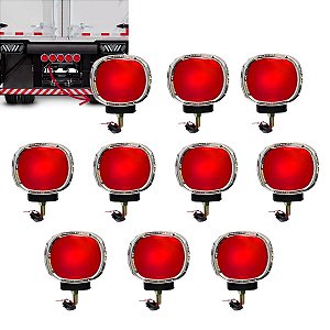 KIT 10 LANTERNA TRASEIRA VERMELHA C/SUPORTE CROMADO FOGUINHO