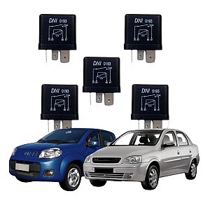 KIT 5 RELE AUXILIAR 12V PARA FIAT/GM 4T  S/ SUPORTE DNI