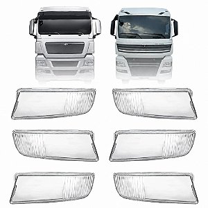 KIT 6 LENTES FAROL AUXILIAR PARA MAN  TGX CRISTAL LD/ LE EDN