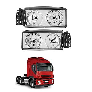 KIT FAROL PARA IVECO STRALIS/TECTOR/CURSOR FUNDO CROMADO H7