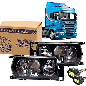 PAR FAROL PARA SCANIA S5 09-2019 MÁSCARA NEGRA COM CHICOTE