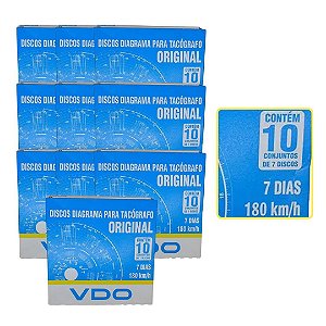 KIT 10 CAIXAS DISCO TACOGRAFO SEMANAL 180 KM 7DIAS CAMINHAO