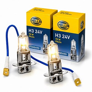PAR LÂMPADA IODO H3 24V STANDARD BASE PK22S HELLA AUTOMOTIVA