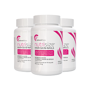 Vitamina para Cabelo, Pele e Unhas – Nutrisize Woman | Suplemento Feminino 750mg 30 Cáps– Kit 3 Unidades para 3 meses de uso contínuo.