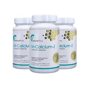 Ossos Fortes e Saúde Muscular | MCalcium Z -Cálcio, Zinco, Magnésio,Vitamina D3 e K2 1750mg 60 Cáps| Kit 3 Unidades para 3 meses de uso contínuo.