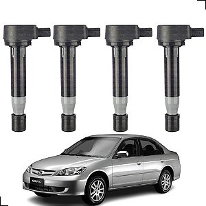 Kit 4 Bobina Ignição Honda Civic 1.7 2002 2003 2004 2005