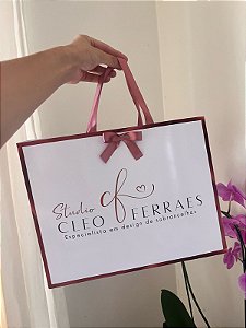 6 Sacolinhas Personalizada Grande 32cm x 25cm | Para Loja de Roupa Brinde Presente