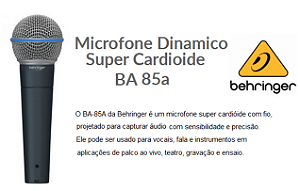 Microfone BEHRINGER BA 85A Dinâmico Super Cardióide c/case