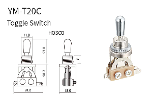 Chave de 3 Posições - Para LP Reta YM-T20C  HOSCO/GOTOH Pega Prateada