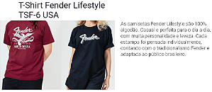 Camiseta Fender Vintage ou  USA (LIFESTYLE) Feita no Brasil autorizada pela Fender Grátis uma ECOBAG disponível: P/M/G/GG