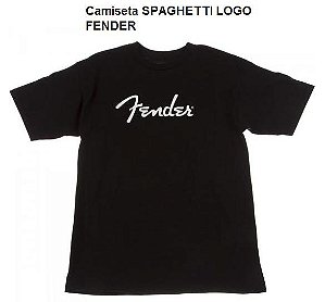 Camiseta Fender Spaguetti c/Logo Branca - cor Preta disponível tamanhos : M