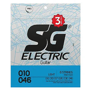 Encordoamento SG Guitarra 0.10 (TP) Kit com 3 jogos