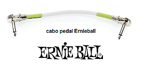 Cabo p/ pedal Ernie Ball Branco 15 cm - plug chato (Preço por unidade)