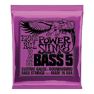 Encordoamento Ernie Ball Baixo 5 Cordas 0.50/135 Power Slinky cod. 2821 (Made in USA)