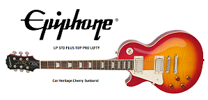 Guitarra EPIPHONE Les Paul STANDARD PLUS TOP PRO LEFTY c/ tarraxas Grower - Cor: Heritage Cherry Sunburst