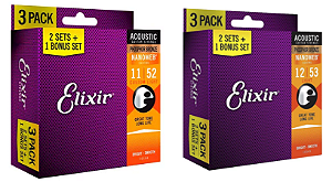 PACK com 3 jogos Violão Aço Phospher Bronze 0.12