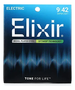 Encordoamento ELIXIR Guitarra OPTIWEB 0.09/0.42 - Som mais Natural - cod.19002