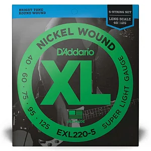 Encordoamento Daddario Baixo 5 cordas - EXL 220 -5 - 0.40 - 5 cordas
